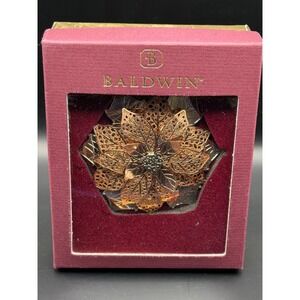 Baldwin Brass "Poinsettia" Gold Plated Ornament Limited Edition 2002